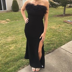 Briella Formal High Slit Boa Dress